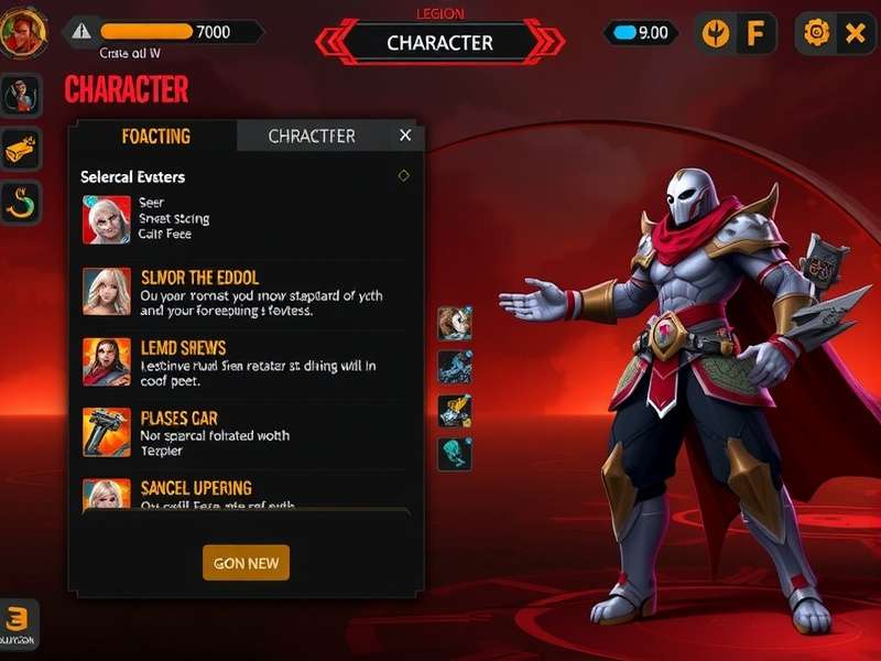 Void Warriors Legion character selection screen